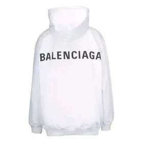 Balenciaga para hombre, sudadera con capucha y estampado de letras en la espalda, manga larga, color blanco, 556113TAV379000 Balenciaga para hombre, sudadera con capucha y estampado de letras en la espalda, manga larga, color blanco, 556113TAV379000