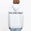 Balenciaga para hombre, sudadera con capucha y estampado de letras en la espalda, manga larga, color blanco, 556113TAV379000