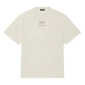 Balenciaga para hombre, temporada otoño-invierno 2021, camiseta de manga corta con estampado de letras, color beige, 651795TJV909054 Balenciaga para hombre, temporada otoño-invierno 2021, camiseta de manga corta con estampado de letras, color beige, 651795TJV909054