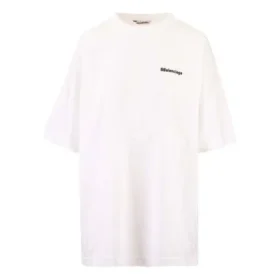 Balenciaga para hombre, temporada primavera-verano 2021, camiseta de algodón con logo, cuello redondo y manga corta, color blanco, 641655TJV879040 Balenciaga para hombre, temporada primavera-verano 2021, camiseta de algodón con logo, cuello redondo y manga corta, color blanco, 641655TJV879040