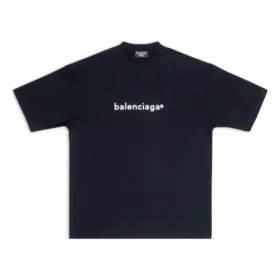 Balenciaga para hombre, temporada primavera-verano 2021, camiseta de manga corta con estampado de logotipo, color negro, 612966TIV541070 Balenciaga para hombre, temporada primavera-verano 2021, camiseta de manga corta con estampado de logotipo, color negro, 612966TIV541070