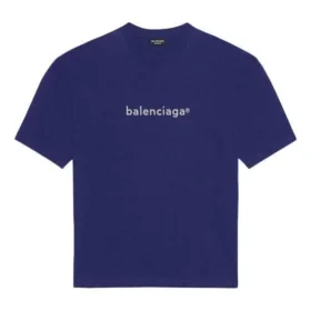 Balenciaga para hombre, temporada primavera-verano 2021, camiseta de manga corta con estampado del alfabeto y logotipo, color azul, 612966TIV545400 Balenciaga para hombre, temporada primavera-verano 2021, camiseta de manga corta con estampado del alfabeto y logotipo, color azul, 612966TIV545400