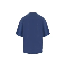 Balenciaga para hombre, temporada primavera-verano 2021, camiseta holgada de manga corta con estampado de patrón de carrera y logotipo, azul, 641614TJVK64866 Balenciaga para hombre, temporada primavera-verano 2021, camiseta holgada de manga corta con estampado de patrón de carrera y logotipo, azul, 641614TJVK64866