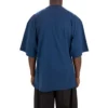 Balenciaga para hombre, temporada primavera-verano 2021, camiseta holgada de manga corta con estampado de patrón de carrera y logotipo, azul, 641614TJVK64866