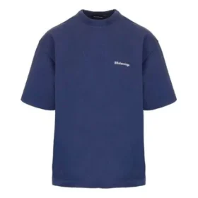 Balenciaga para hombre, temporada primavera-verano 2021, camiseta retro de manga corta azul 612966TJV874866 Balenciaga para hombre, temporada primavera-verano 2021, camiseta retro de manga corta azul 612966TJV874866