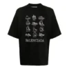 Balenciaga para hombre, temporada primavera-verano 2021, casual, con estampado, talla grande, manga corta, negro 641614TJV801070