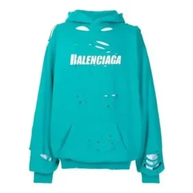Balenciaga para hombre, temporada primavera-verano 2021, estampado clásico de letras con agujeros, azul cielo, 659403TKVB64661 Balenciaga para hombre, temporada primavera-verano 2021, estampado clásico de letras con agujeros, azul cielo, 659403TKVB64661