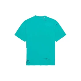 Balenciaga para hombre, temporada primavera-verano 2021, estampado de letras, cuello redondo con agujeros, manga corta, verde 651795TKVB84661 Balenciaga para hombre, temporada primavera-verano 2021, estampado de letras, cuello redondo con agujeros, manga corta, verde 651795TKVB84661