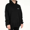 Balenciaga para hombre, temporada primavera-verano 2021, sudadera de algodón con capucha grande y mangas largas, color negro, 620973TKV871070