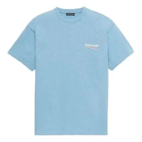 Balenciaga para hombre, versión con estampado de Political Campaign, cuello redondo, manga corta, azul 570803TBV425840 Balenciaga para hombre, versión con estampado de Political Campaign, cuello redondo, manga corta, azul 570803TBV425840