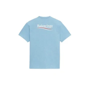 Balenciaga para hombre, versión con estampado de Political Campaign, cuello redondo, manga corta, azul 570803TBV425840 Balenciaga para hombre, versión con estampado de Political Campaign, cuello redondo, manga corta, azul 570803TBV425840