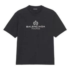 Balenciaga Retro Knit BB Paris Printing para hombre, versión de manga corta, negro 594579TGV601000