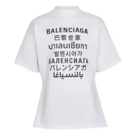 Balenciaga SS21 para hombre, camiseta de manga corta con la palabra «Word», color blanco, 641613TJVI59040 Balenciaga SS21 para hombre, camiseta de manga corta con la palabra «Word», color blanco, 641613TJVI59040