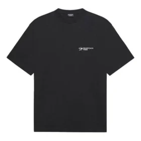 Balenciaga SS21 para hombre, camiseta de manga corta con logotipo bordado, color negro, 641675TKV861070 Balenciaga SS21 para hombre, camiseta de manga corta con logotipo bordado, color negro, 641675TKV861070