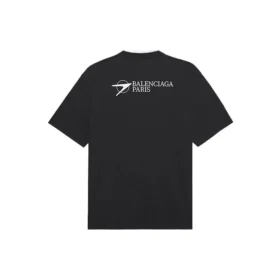 Balenciaga SS21 para hombre, camiseta de manga corta con logotipo bordado, color negro, 641675TKV861070 Balenciaga SS21 para hombre, camiseta de manga corta con logotipo bordado, color negro, 641675TKV861070