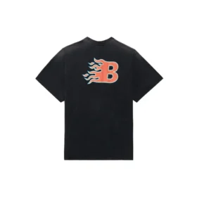 Balenciaga SS21 para hombre, camiseta de manga corta «Flame Retro», negra, 656978TKV701076 Balenciaga SS21 para hombre, camiseta de manga corta «Flame Retro», negra, 656978TKV701076
