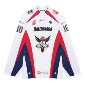 Balenciaga SS21 para hombre, camiseta deportiva de hockey de malla de manga larga, color blanco, 657105TKV248090 Balenciaga SS21 para hombre, camiseta deportiva de hockey de malla de manga larga, color blanco, 657105TKV248090