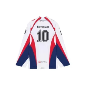 Balenciaga SS21 para hombre, camiseta deportiva de hockey de malla de manga larga, color blanco, 657105TKV248090 Balenciaga SS21 para hombre, camiseta deportiva de hockey de malla de manga larga, color blanco, 657105TKV248090