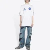 Balenciaga x NASA Crossover FW21 para hombre, holgado, cuello redondo, manga corta, blanco 651795TKVD79040