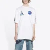Balenciaga x NASA Crossover FW21 para hombre, holgado, cuello redondo, manga corta, blanco 651795TKVD79040