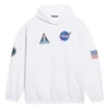 Balenciaga x NASA FW21 para hombre, sudadera clásica de algodón con capucha, corte holgado y mangas largas, con logo cruzado, color blanco, 651799TKVD89040