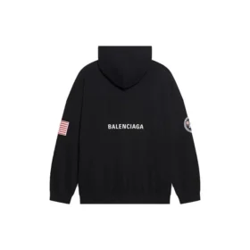 Balenciaga x NASA FW21 para hombre, sudadera clásica de algodón con capucha, corte holgado y mangas largas, negro 651799TKVD81070 Balenciaga x NASA FW21 para hombre, sudadera clásica de algodón con capucha, corte holgado y mangas largas, negro 651799TKVD81070