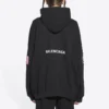 Balenciaga x NASA FW21 para hombre, sudadera clásica de algodón con capucha, corte holgado y mangas largas, negro 651799TKVD81070