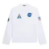 Balenciaga x NASA para hombre, camiseta de cuello redondo de manga larga con estampado espacial, blanca, 662496TKVD79040