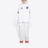 Balenciaga x NASA para hombre, camiseta de cuello redondo de manga larga con estampado espacial, blanca, 662496TKVD79040