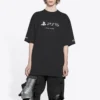 Balenciaga x PlayStation: colaboración con estampado geométrico alfabético para PS5, camiseta unisex de manga corta, color negro, 651795TKVF31070