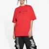 Balenciaga x PlayStation, colaboración FW21, camiseta unisex de manga corta con estampado geométrico de letras PS5, color rojo, 651795TKVF36552