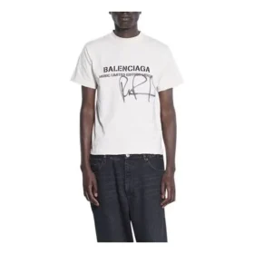 Balenciaga x RuPaul, firma conjunta, colección Otoño-Invierno 2021, estampado de letras, cuello redondo, para hombre, blanco 670943TLV579057