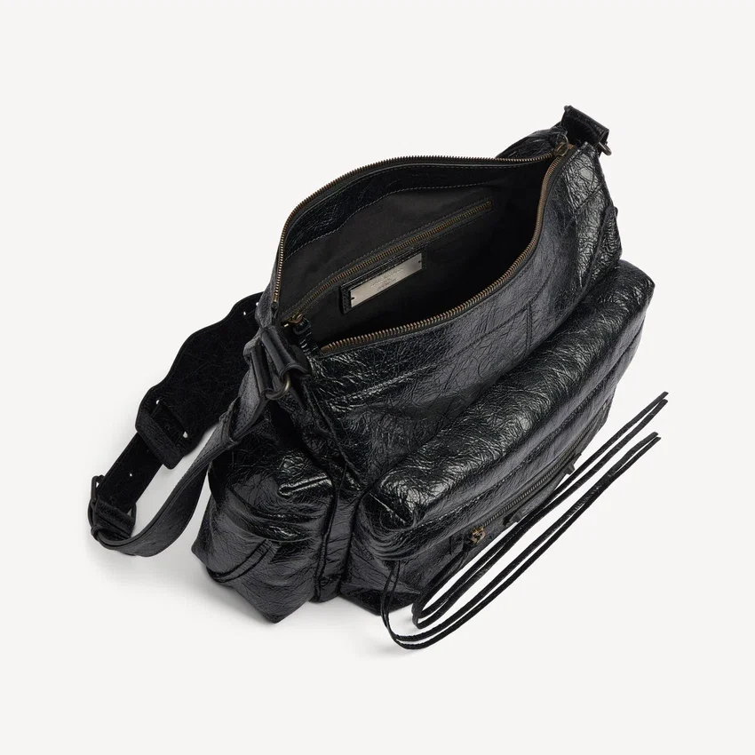 Bolso cruzado de múltiples bolsillos Le City para hombre, mediano, en negro Bolso cruzado de múltiples bolsillos Le City para hombre, mediano, en negro