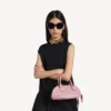 Bolso de boliche tipo bolero para mujer, modelo mini, en color cuarzo rosa Bolso de boliche tipo bolero para mujer, modelo mini, en color cuarzo rosa