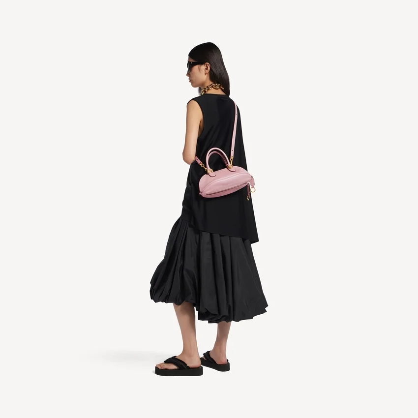 Bolso de boliche tipo bolero para mujer, modelo mini, en color cuarzo rosa Bolso de boliche tipo bolero para mujer, modelo mini, en color cuarzo rosa