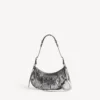 Bolso de hombro Le Cagole para mujer, tamaño pequeño, en color plateado Bolso de hombro Le Cagole para mujer, tamaño pequeño, en color plateado