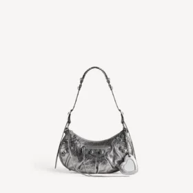 Bolso de hombro Le Cagole para mujer, tamaño pequeño, en color plateado
