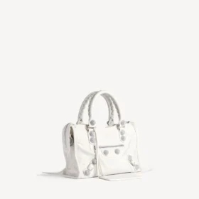 Bolso Le City para mujer, pequeño, con tachuelas gigantes y pedrería en blanco óptico