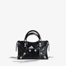 Bolso Le City para mujer, pequeño, con tachuelas gigantes y pedrería, en negro
