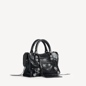Bolso Le City para mujer, pequeño, con tachuelas gigantes y pedrería, en negro