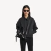 Bolso Le City para mujer, pequeño, con tachuelas gigantes y pedrería, en negro Bolso Le City para mujer, pequeño, con tachuelas gigantes y pedrería, en negro