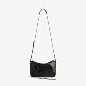 Bolso mensajero con solapa Le City para hombre, tamaño pequeño, en negro