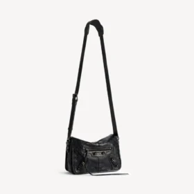 Bolso mensajero con solapa Le City para hombre, tamaño pequeño, en negro