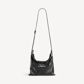 Bolso shopper para hombre con bolsa protectora y correa cruzada, mediano, en negro