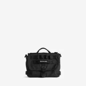 Bolso tipo mensajero militar para hombre, pequeño, en negro
