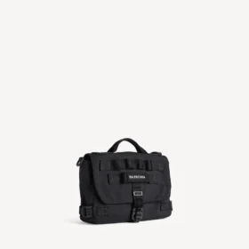 Bolso tipo mensajero militar para hombre, pequeño, en negro