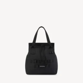 Bolso tipo tote militar para hombre, mediano, en negro