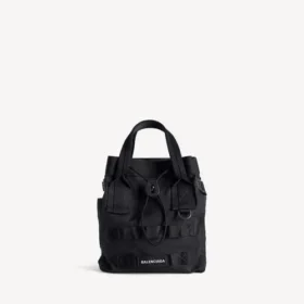 Bolso tipo tote militar para hombre, pequeño, en negro