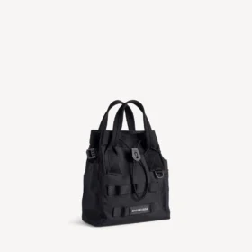 Bolso tipo tote militar para hombre, pequeño, en negro