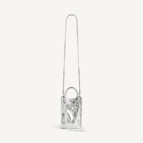 Bolso tote Le City para mujer con soporte para celular en color plateado